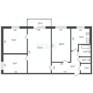 4-к квартира, вторичка, 61м2, 2/5 этаж