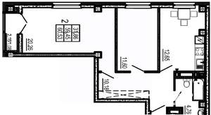2-к квартира, вторичка, 61м2, 7/9 этаж