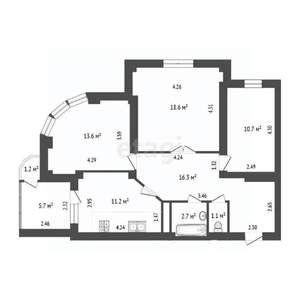 3-к квартира, вторичка, 74м2, 11/16 этаж