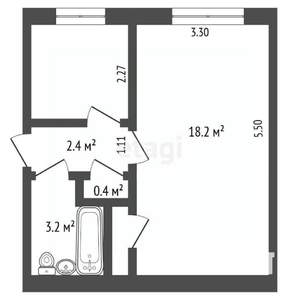 1-к квартира, вторичка, 41м2, 1/4 этаж