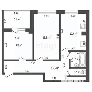 2-к квартира, вторичка, 59м2, 13/20 этаж