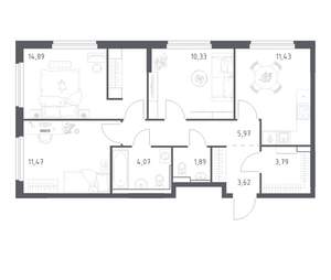 3-к квартира, вторичка, 67м2, 2/17 этаж