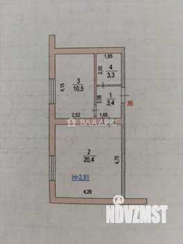 1-к квартира, вторичка, 38м2, 4/5 этаж