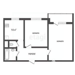 2-к квартира, вторичка, 55м2, 6/10 этаж