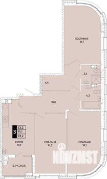 3-к квартира, вторичка, 93м2, 11/22 этаж