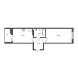 1-к квартира, вторичка, 41м2, 8/9 этаж