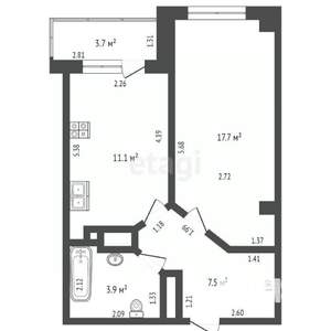 1-к квартира, вторичка, 40м2, 21/24 этаж