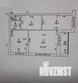 2-к квартира, вторичка, 73м2, 13/24 этаж