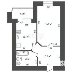 1-к квартира, вторичка, 42м2, 9/17 этаж