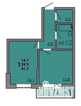 1-к квартира, вторичка, 42м2, 2/16 этаж