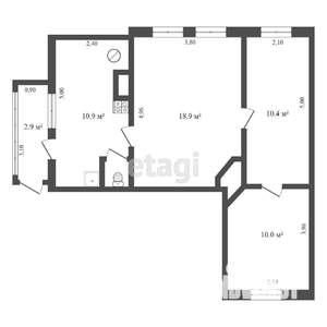 3-к квартира, вторичка, 51м2, 1/2 этаж