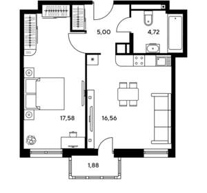 Студия квартира, вторичка, 33м2, 25/25 этаж