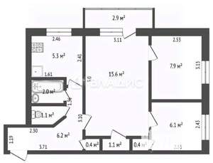 3-к квартира, вторичка, 48м2, 5/5 этаж