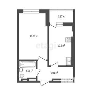 1-к квартира, вторичка, 38м2, 17/20 этаж