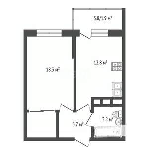 1-к квартира, вторичка, 40м2, 16/25 этаж