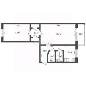 2-к квартира, вторичка, 46м2, 5/5 этаж