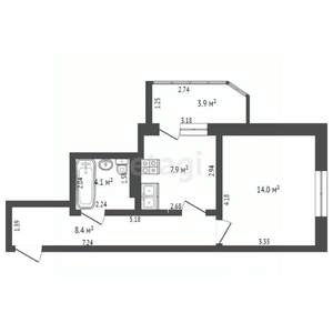 1-к квартира, вторичка, 38м2, 5/9 этаж