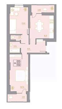 2-к квартира, вторичка, 71м2, 13/22 этаж