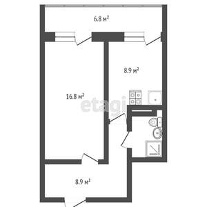 1-к квартира, вторичка, 39м2, 17/25 этаж