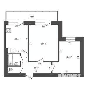 2-к квартира, вторичка, 47м2, 2/2 этаж