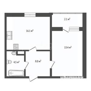 1-к квартира, вторичка, 44м2, 6/12 этаж