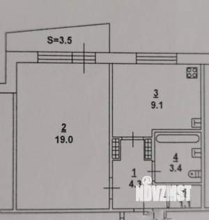 1-к квартира, вторичка, 37м2, 2/9 этаж