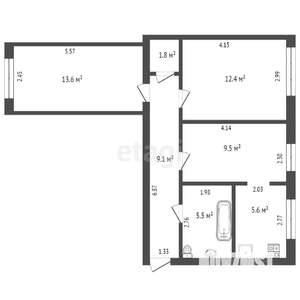 3-к квартира, вторичка, 59м2, 1/6 этаж