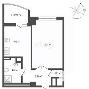1-к квартира, вторичка, 41м2, 6/24 этаж