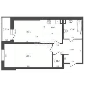 1-к квартира, вторичка, 64м2, 5/22 этаж