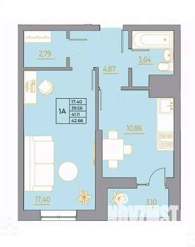 1-к квартира, вторичка, 43м2, 12/22 этаж