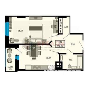 1-к квартира, вторичка, 40м2, 12/15 этаж