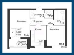2-к квартира, вторичка, 56м2, 4/8 этаж