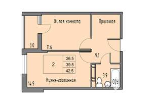 2-к квартира, вторичка, 41м2, 6/16 этаж