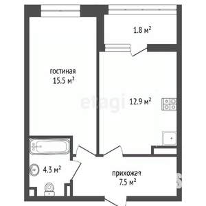 1-к квартира, вторичка, 40м2, 13/19 этаж