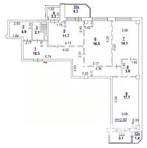 3-к квартира, вторичка, 95м2, 13/17 этаж
