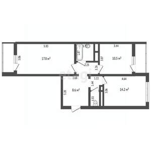 2-к квартира, вторичка, 60м2, 1/16 этаж