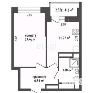 1-к квартира, вторичка, 38м2, 10/25 этаж