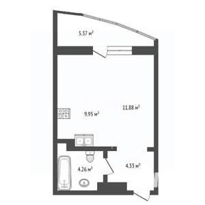 Студия квартира, вторичка, 33м2, 26/27 этаж