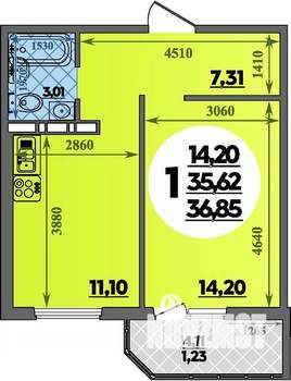 1-к квартира, строящийся дом, 37м2, 8/17 этаж