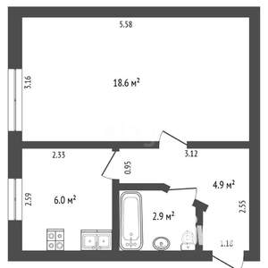 1-к квартира, вторичка, 32м2, 5/5 этаж