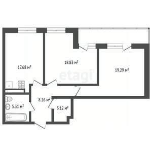 2-к квартира, вторичка, 76м2, 19/25 этаж