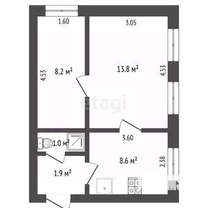 2-к квартира, вторичка, 34м2, 2/2 этаж