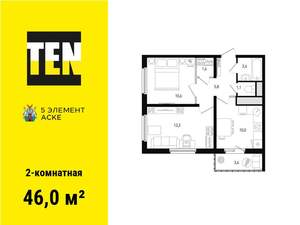 2-к квартира, вторичка, 46м2, 10/15 этаж