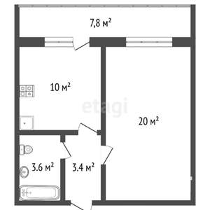 1-к квартира, вторичка, 37м2, 9/16 этаж