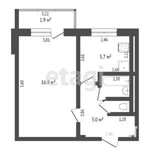 1-к квартира, вторичка, 31м2, 2/5 этаж