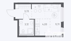 Студия квартира, строящийся дом, 21м2, 10/15 этаж