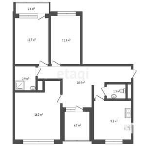 3-к квартира, вторичка, 71м2, 3/4 этаж