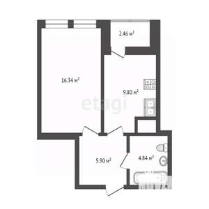 1-к квартира, вторичка, 39м2, 9/21 этаж