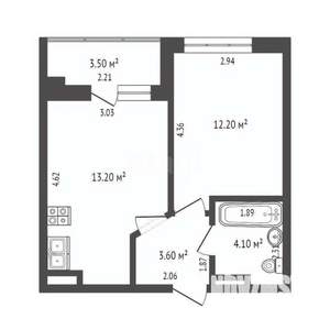 1-к квартира, вторичка, 33м2, 16/18 этаж