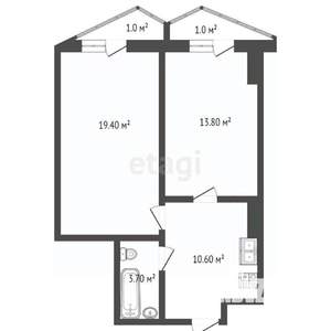 2-к квартира, вторичка, 50м2, 13/24 этаж